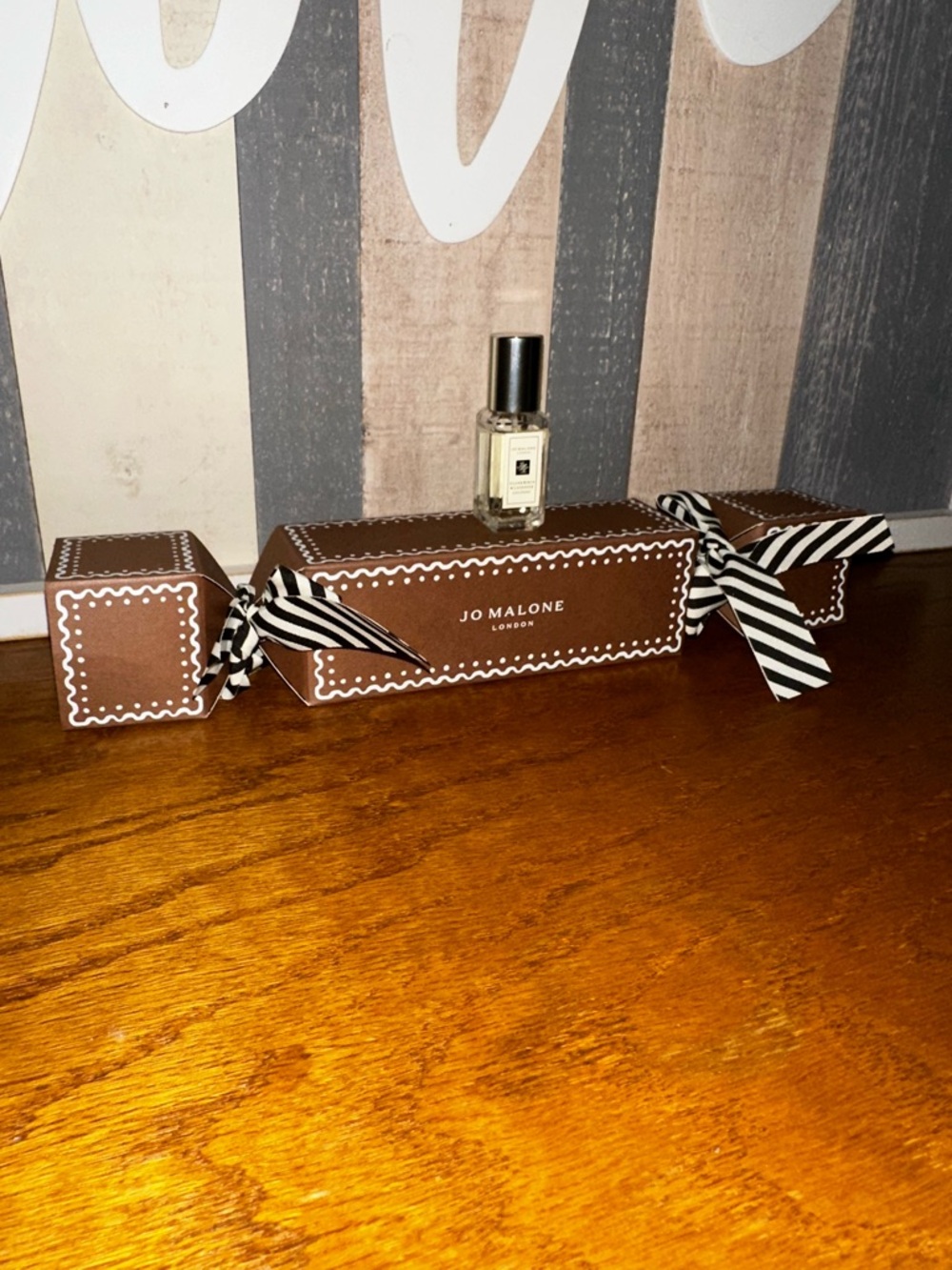 Jo Malone Brown Gift Cracker with Black & White Striped Ribbon - Picture 2 of 5